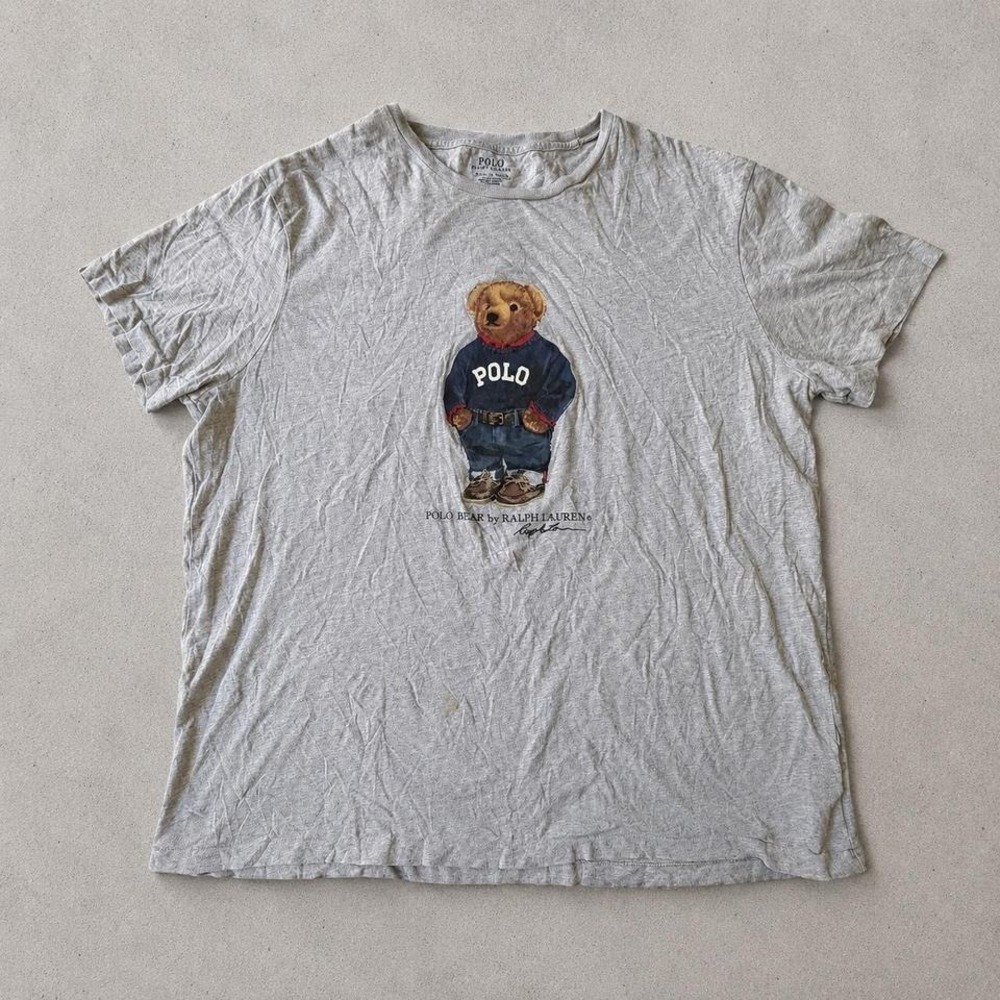 Y2K Vintage Polo Ralph Lauren Polo Bear Tee XL Gray Preppy Streetwear